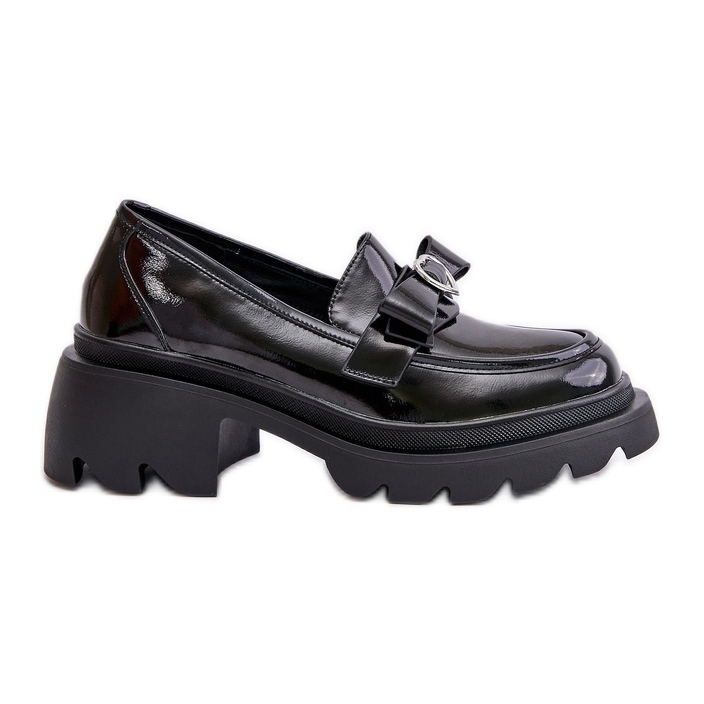 S.Barski Mocassini da Donna in Pelle con Fiocco e Cuore D&amp;A LZ42-032 Nero