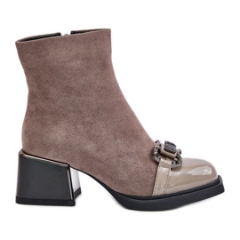 S.Barski Stivali Eleganti da Donna con Tacco Alto Con Decoro Beige MR880-127