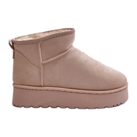 Doposci da donna con plateau e fodera in pelliccia, Xamella beige chiaro
