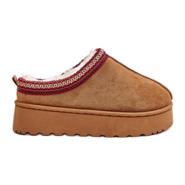 Stivali da neve con plateau da donna isolati con pelliccia Remenia color cammello marrone