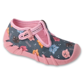 Modelli di pantofole per bambini Befado, chiusura 110P502, grigio/rosa