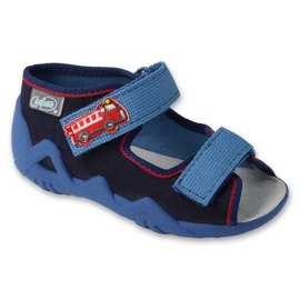 Ciabatte per bambini Befado con inserto in pelle 350P051 blu navy