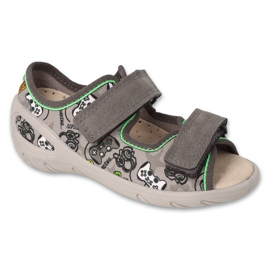 Ciabatte per bambini Befado con velcro, inserto in pelle 063X021, grigio