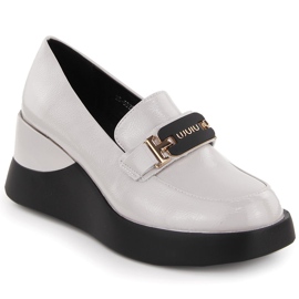 Scarpe con zeppa in pelle da donna grigie Vinceza 58337 grigio