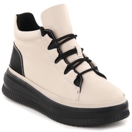 Stivali in pelle isolanti da donna, beige, Artiker 55C1051