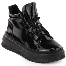 Stivali neri isolanti in pelle verniciata da donna Artiker 55C1049 nero