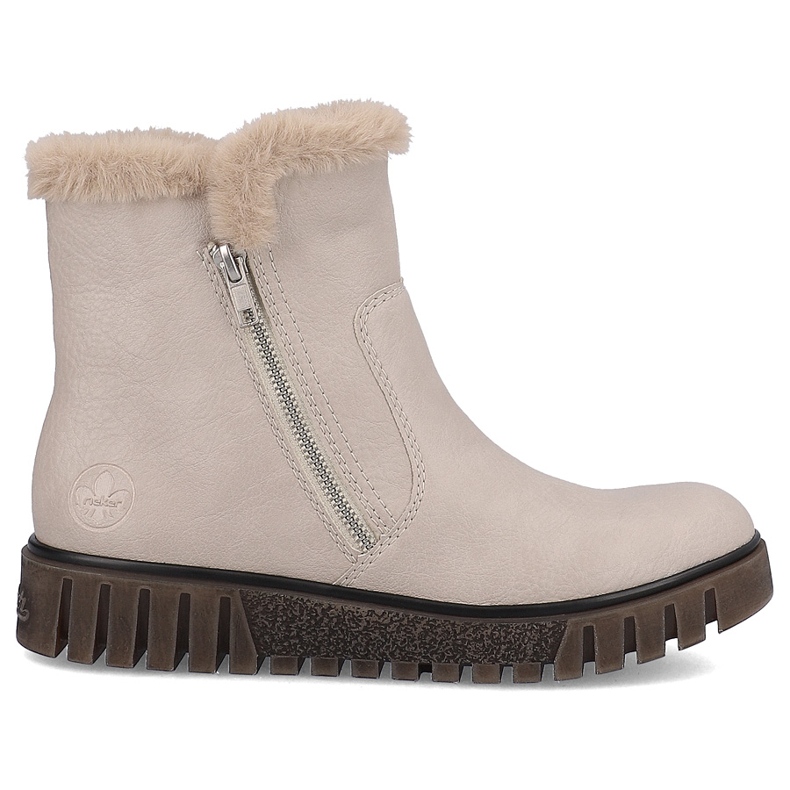 Stivali da donna beige con pelliccia Rieker Y3481-60