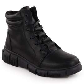 Stivali in pelle da donna con plateau, neri, T.Sokolski Z24-335 nero