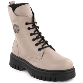 Scarpe da lavoro da donna in pelle con suola spessa, beige T.Sokolski Z1962