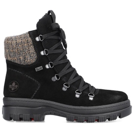 Stivali da donna in pelle con punte, neri Rieker X8200-00 nero