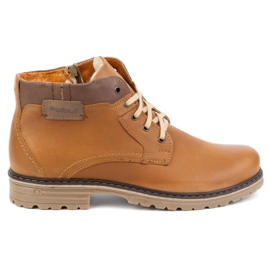 Polbut Scarpe invernali da uomo, in pelle, stivaletti isolanti J35S, marrone cammello
