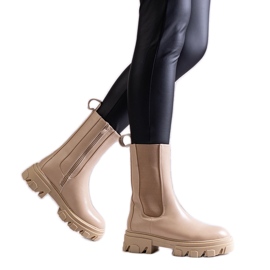 Stivaletti alti beige realizzati in eco pelle Manera