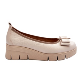 Lewski Shoes Ballerine in pelle su plateau con decorazione, Crema Lewski 3384 beige