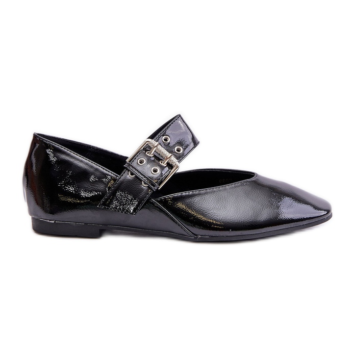 Ballerine di vernice con cinturino, Azirae Nera nero