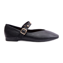 Ballerine in Eco Pelle Con Cinturino Nero Alcionora