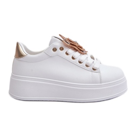 Sneakers Da Donna Con Plateau Farfalla, Naritevia Bianca e Oro bianco