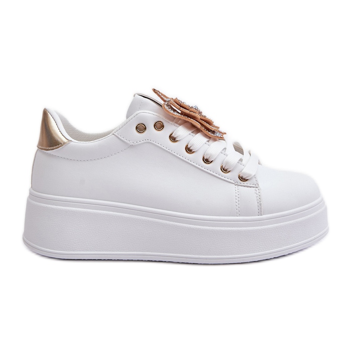 Sneakers Da Donna Con Plateau Farfalla, Naritevia Bianca e Oro