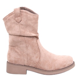 Stivaletti piatti in pelle scamosciata Vashtis Khaki beige