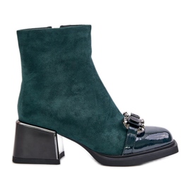 S.Barski Stivali Eleganti Con Tacco Alto Da Donna Con Decorazione, Verde Scuro MR880-127