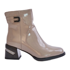 S.Barski Stivali con tacco alto in vernice isolati MR880-093 Grigi grigio