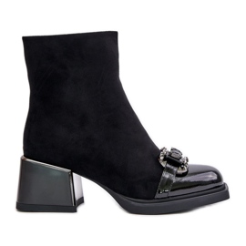 S.Barski Stivali Eleganti Con Tacco Alto Da Donna Con Decorazione, Nero MR880-127