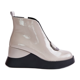 S.Barski Stivali con zeppa verniciati isolati D&amp;A MR880-136 Grigio chiaro