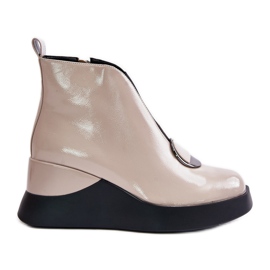 S.Barski Stivali con zeppa verniciati isolati D&amp;A MR880-136 Beige