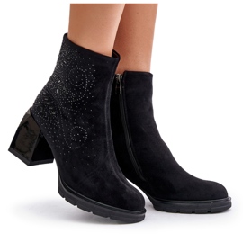 S.Barski Stivali da donna isolanti con tacco alto con decorazione D&amp;A MR880-130 Nero