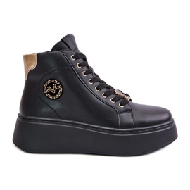 Sneakers Alte da Donna in Pelle con Plateau Vinceza 66707 Nero
