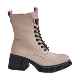 Stivali da donna isolati in pelle naturale Vinceza 66671 Beige