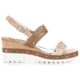Kylie Sandali con zeppa con strass marrone