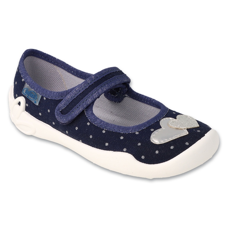 Ciabatte per bambini Befado con velcro, applicazione cuore, 114Y545, blu navy