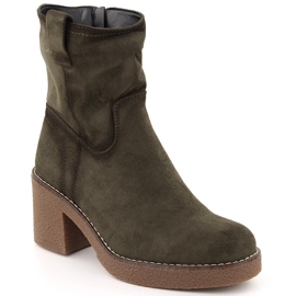 Stivaletti da donna in pelle scamosciata, verde, Potocki 51302