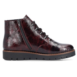 Stivaletti da donna in vernice bordeaux Rieker 44902-35 rosso