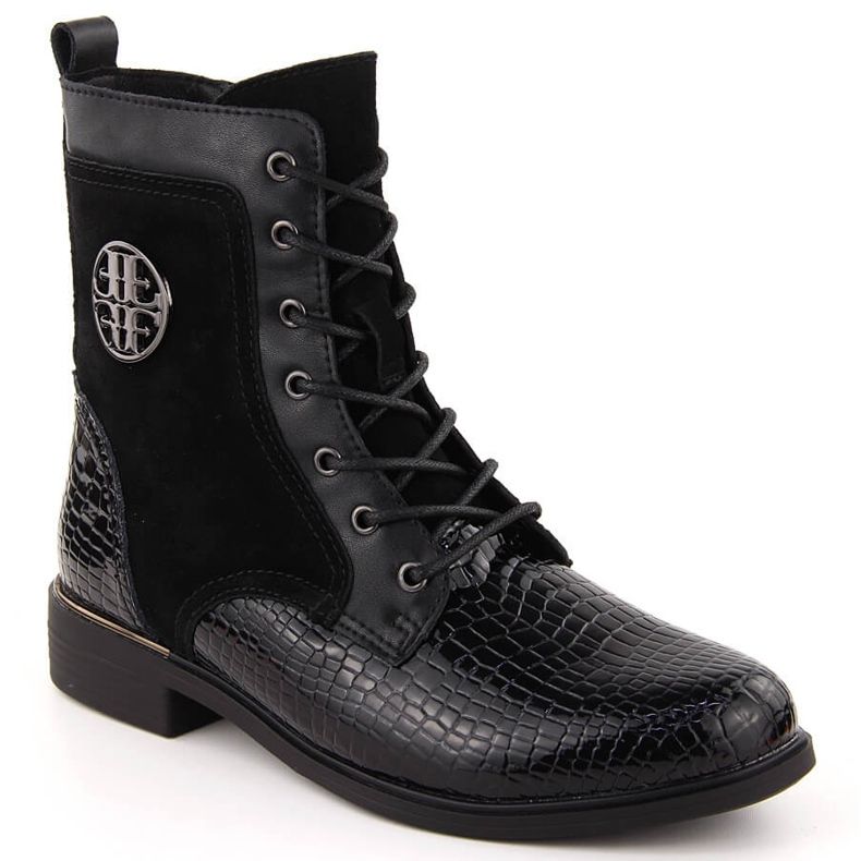 Stivaletti da donna in vernice nera Filippo DBT4917 nero
