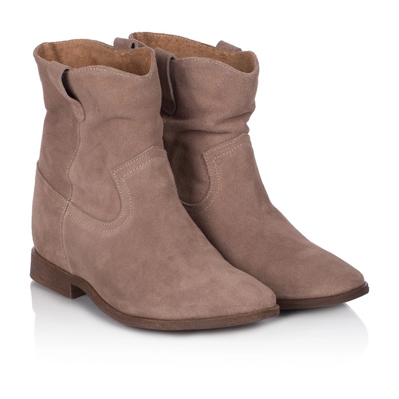 BUTDAM Stivaletti con zeppa Kwk, pelle scamosciata beige