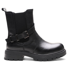 Stivaletti da donna in pelle con fibbia, nero Sergio Leone TR719-S