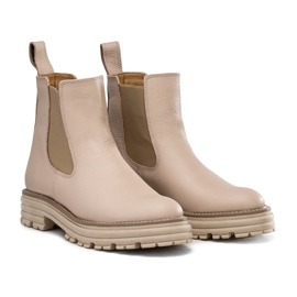 Stivaletti Chelsea con suola spessa, pelle beige, Butdam Wos