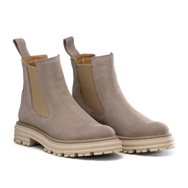 Stivaletti Chelsea con suola spessa, in pelle scamosciata, beige Butdam Wos