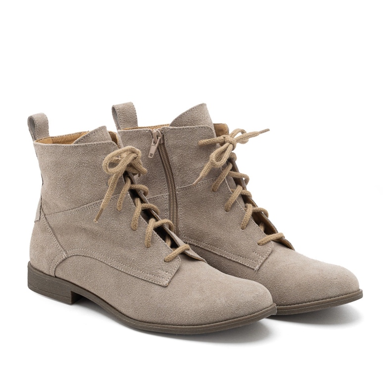 BUTDAM Stivaletti stringati da donna in pelle Trw, beige