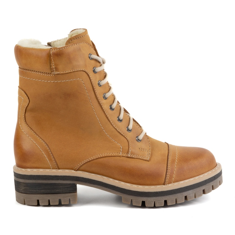 WASAK Stivali da donna in pelle con lacci, foderati in lana 0546N, rosso arancia