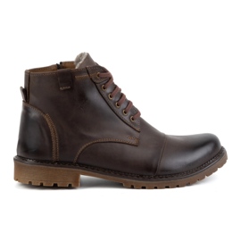 Olivier Stivali invernali in pelle da uomo 137 Marrone – Scarpe comode con cerniera, perfette per le giornate più fredde