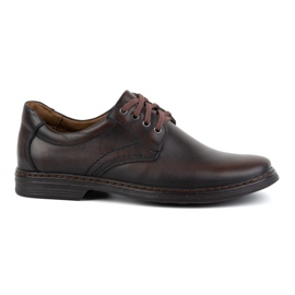 KOMODO Scarpe da uomo in pelle naturale, stringate 933KOM, marrone scuro nero