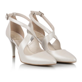 BUTDAM Xena scarpe con tacco da ballo a punta con cinturini beige