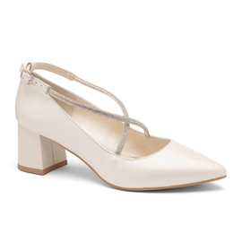 Décolleté bassa con cinturini incrociati decorativi ecru BUTDAM beige