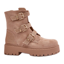 Stivali isolanti da donna beige con fibbie Tiaeliana