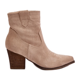 Stivali da cowboy con tacco alto, Eco suede, Belorinae beige chiaro