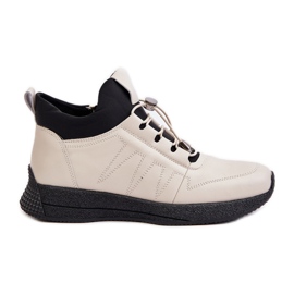 Scarpe sportive in pelle coibentate con cerniera Artiker 55C0038 Beige