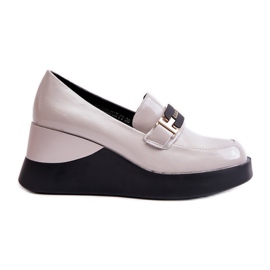 Vinceza 58337 Mocassini con zeppa in vernice grigia grigio