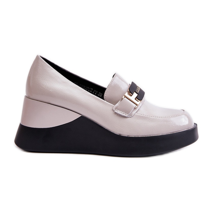 Vinceza 58337 Mocassini con zeppa in vernice grigia grigio